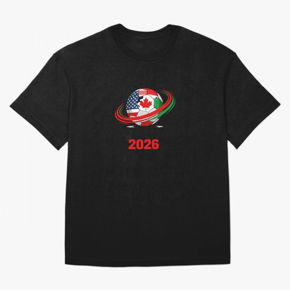 World Cup 2026, Soccer Ball, USA Canada Mexico Football Classic T-Shirt Fuel the Hype around Global Football Passion for FIFA World Cup 2026 USA Canada Mexico, Highlighting Cristiano Ronaldo, Portugal, Football Festival Excitement, Trophy