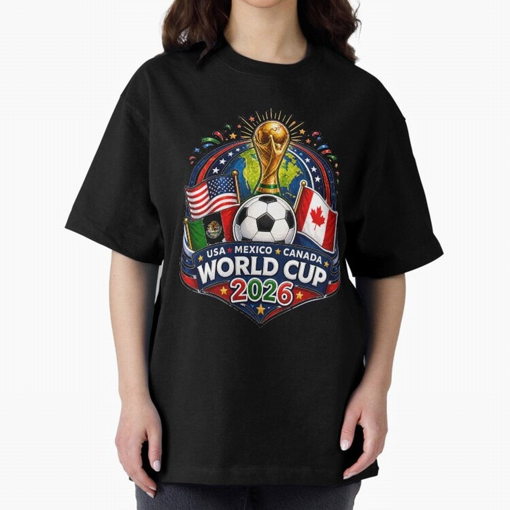 World Cup 2026 Sticker ¨C USA Mexico Canada Football Trophy Design Classic T-Shirt Enjoy FIFA World Cup 2026 for Fans of Cristiano Ronaldo, Haaland and CR7 and Argentina and Brazil, Bringing Supporter Pride, Iconic Celebrations, Legendary Names and