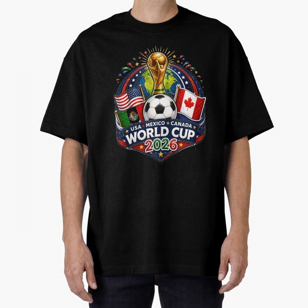 World Cup 2026 Sticker ¨C USA Mexico Canada Football Trophy Design Classic T-Shirt Enjoy FIFA World Cup 2026 for Fans of Cristiano Ronaldo, Haaland and CR7 and Argentina and Brazil, Bringing Supporter Pride, Iconic Celebrations, Legendary Names and
