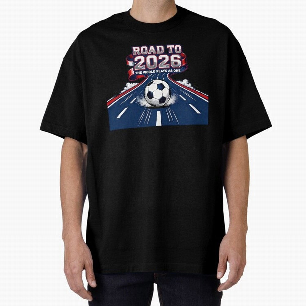 Road to 2026 ¨C The World Plays as One Classic T-Shirt Share the Excitement of FIFA World Cup 2026 Spirit, Highlighting Portugal, Spain and Germany, Mbappe, Match Day Excitement, Supporter Culture, Golden Goals and Global Football Passion; Perfect