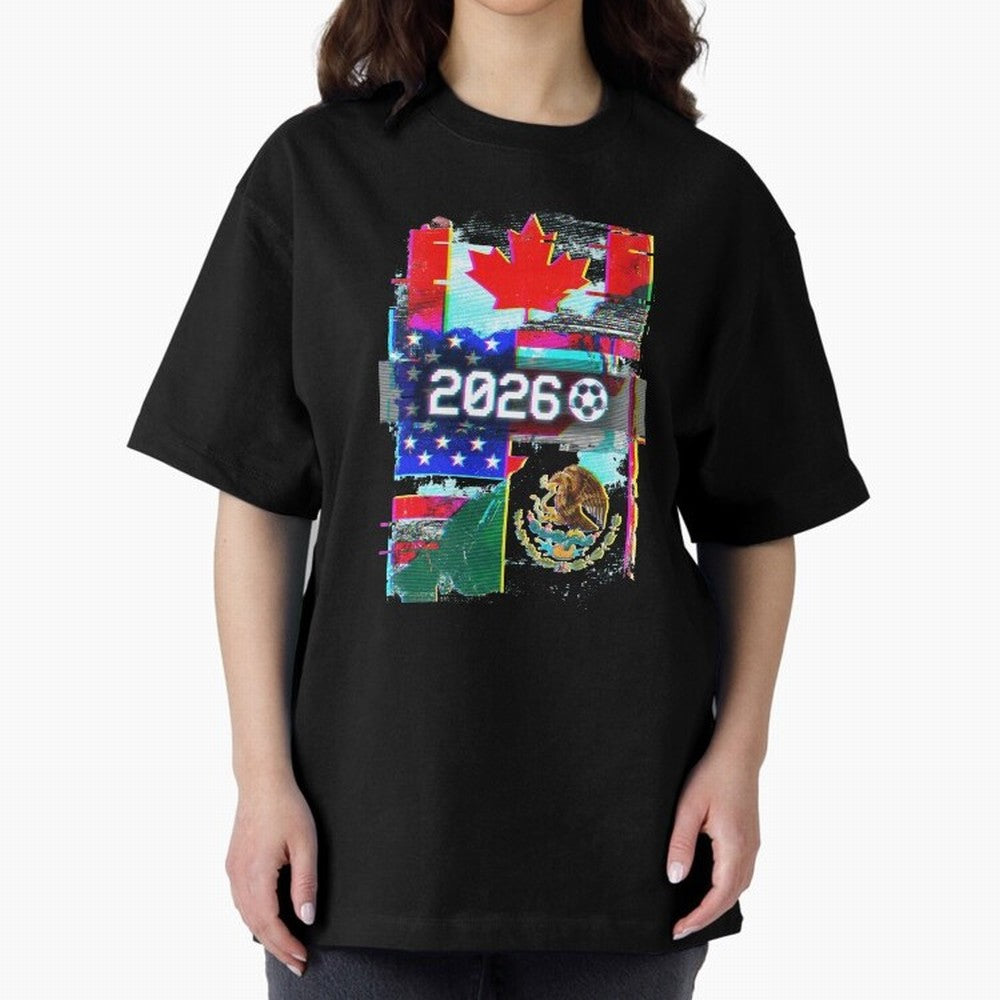 Glitched United 2026 - North America Tournament Emblem Classic T-Shirt Celebrate Fan Culture around FIFA World Cup 2026 Group Stage for Fans of Mbappe and Portugal, Spain and Germany, Bringing Tournament Hype, Historic Matchups, Family Viewing