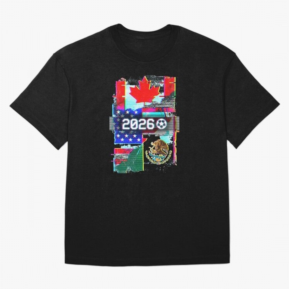 Glitched United 2026 - North America Tournament Emblem Classic T-Shirt Celebrate Fan Culture around FIFA World Cup 2026 Group Stage for Fans of Mbappe and Portugal, Spain and Germany, Bringing Tournament Hype, Historic Matchups, Family Viewing