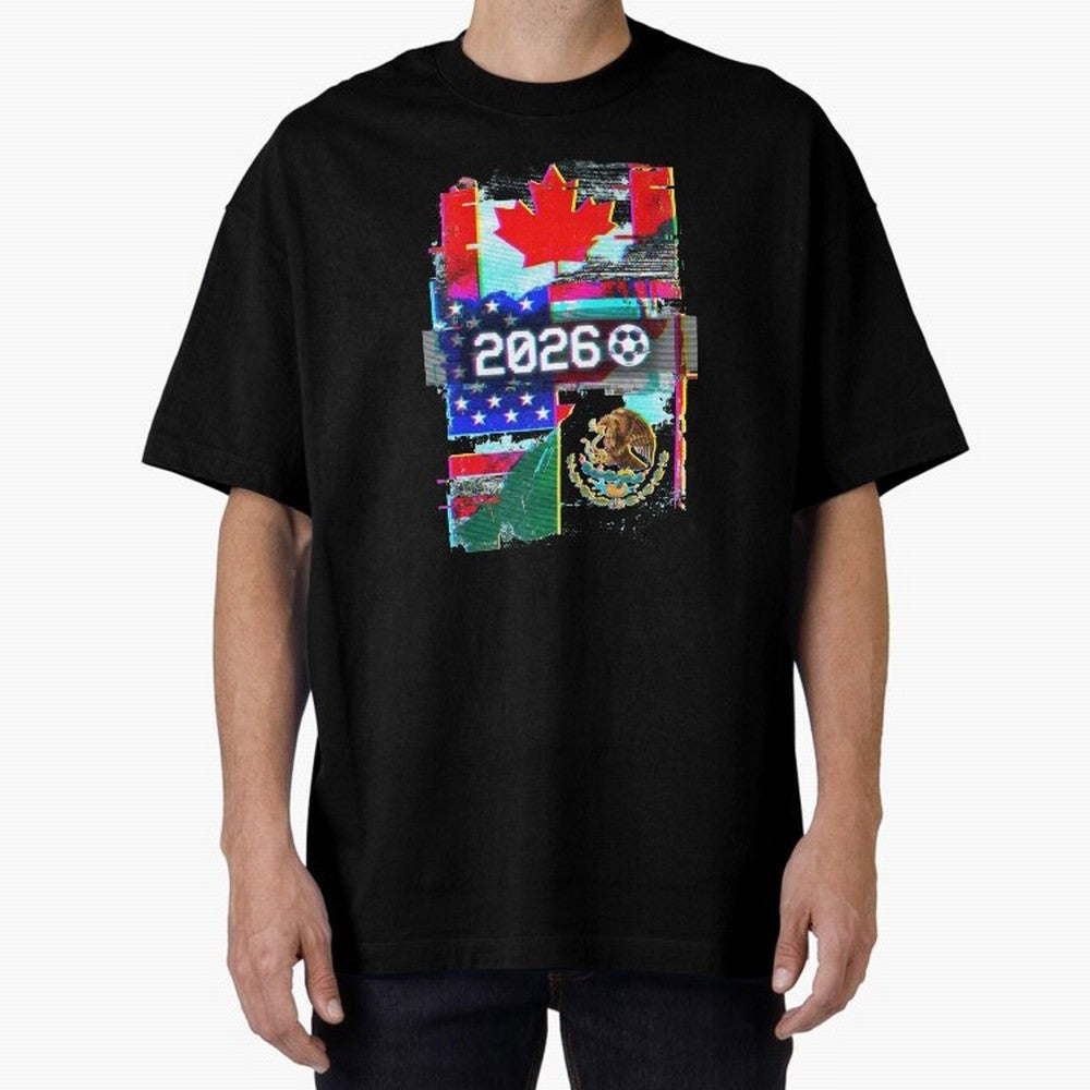 Glitched United 2026 - North America Tournament Emblem Classic T-Shirt Celebrate Fan Culture around FIFA World Cup 2026 Group Stage for Fans of Mbappe and Portugal, Spain and Germany, Bringing Tournament Hype, Historic Matchups, Family Viewing