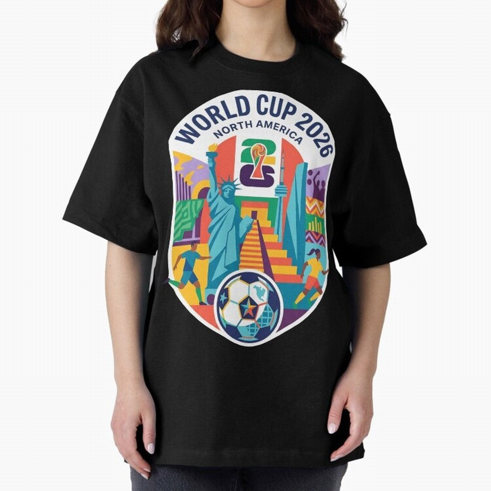 World Cup 2026 North America Soccer Tournament Colorful Emblem Classic T-Shirt Represent FIFA World Cup 2026 Built around Neymar, Haaland and Cristiano Ronaldo, Portugal, Spain and Germany Energy, Worldwide Fan Energy, Dramatic Goals, Stadium