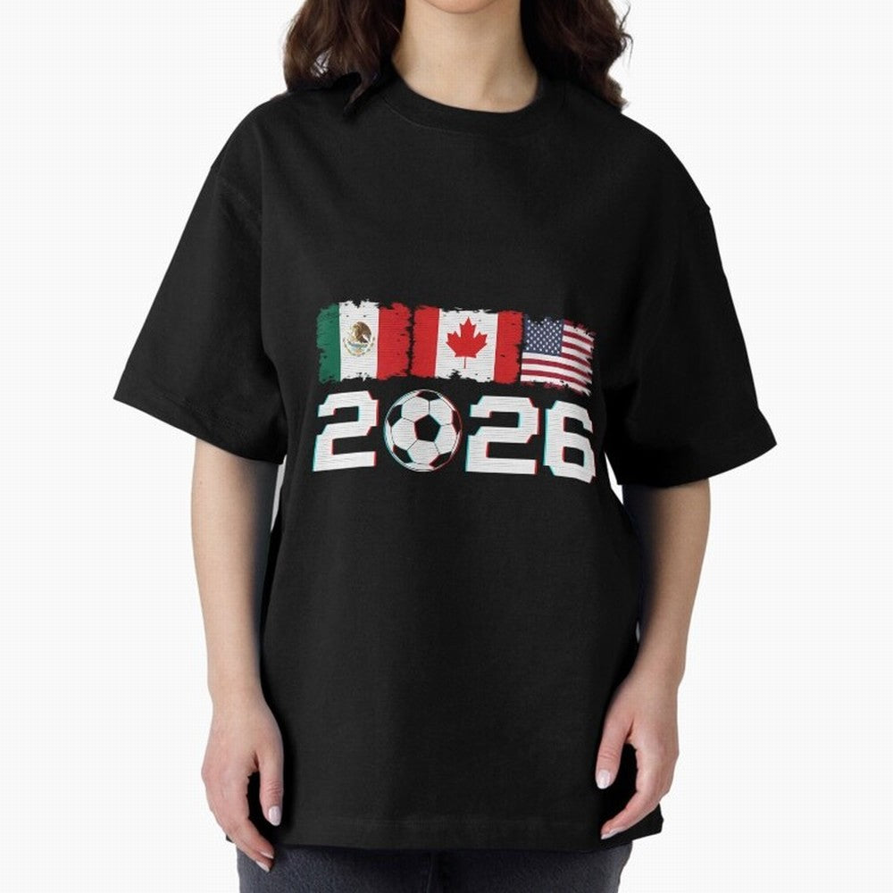 Glitched United 2026 Cup North America Emblem Part Classic T-Shirt Remember Iconic Moments from Match Day Hype around FIFA World Cup 2026, Cristiano Ronaldo, Brazil, Soccer Culture, Superstar Moments, National Team Dreams and Competitive Fire;
