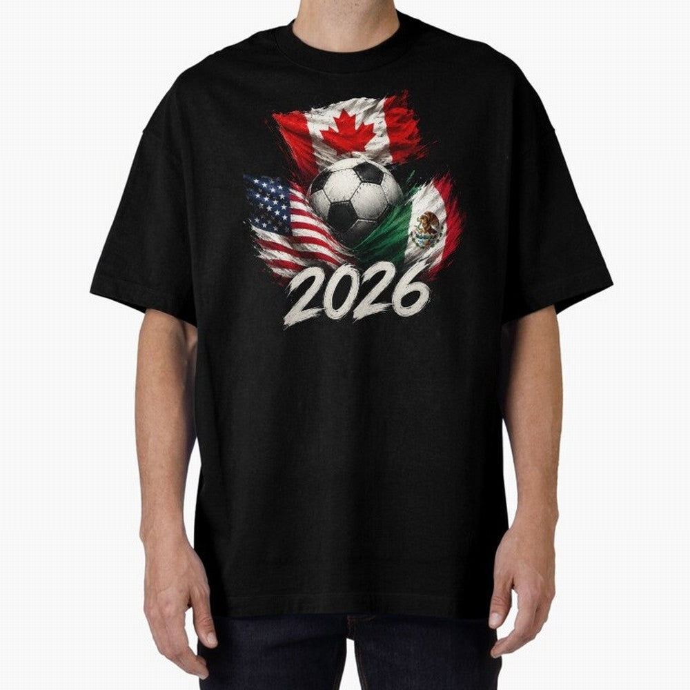 Soccer 2026 USA Canada Mexico ¨C World Football Flags Design Classic T-Shirt Celebrate Football Dreams Across FIFA World Cup 2026 Group Stage Spirit, Connected to Argentina, France and Brazil, CR7, Football Festival Excitement, Trophy Ambitions,