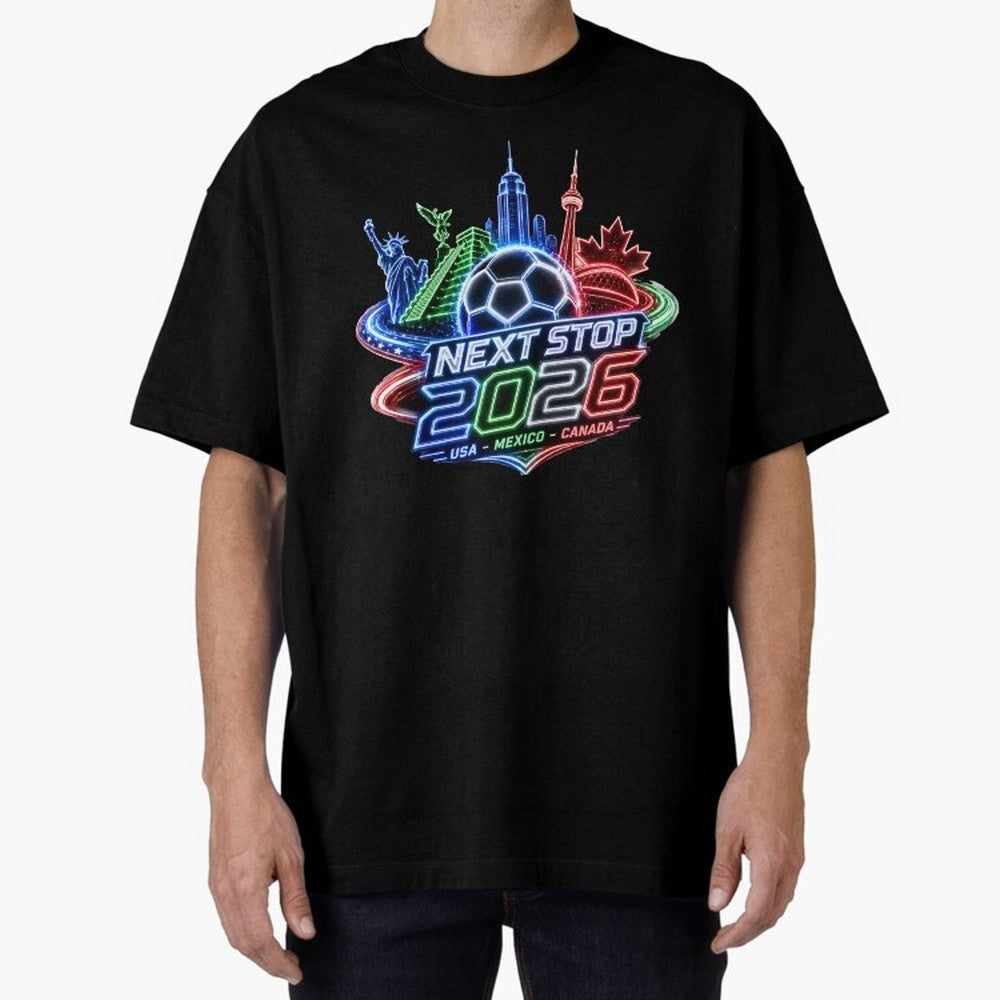 Next Stop 2026 USA Mexico Canada Neon Soccer Emblem Classic T-Shirt Keep Football History Alive during FIFA World Cup 2026 Group Stage Spirit, Featuring England, France and Netherlands, Messi, CR7 and Mbappe, Champion Mindset, Group Stage Buzz,