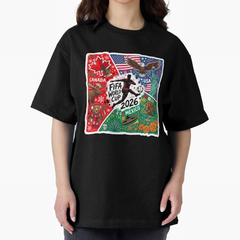 FIFA World Cup 2026 USA Canada Mexico ¨C Patriotic Football Collage Design Classic T-Shirt Support FIFA World Cup 2026 Group Stage Filled with CR7, France and Portugal Energy, Football Festival Excitement, Trophy Ambitions, Country Rivalries and