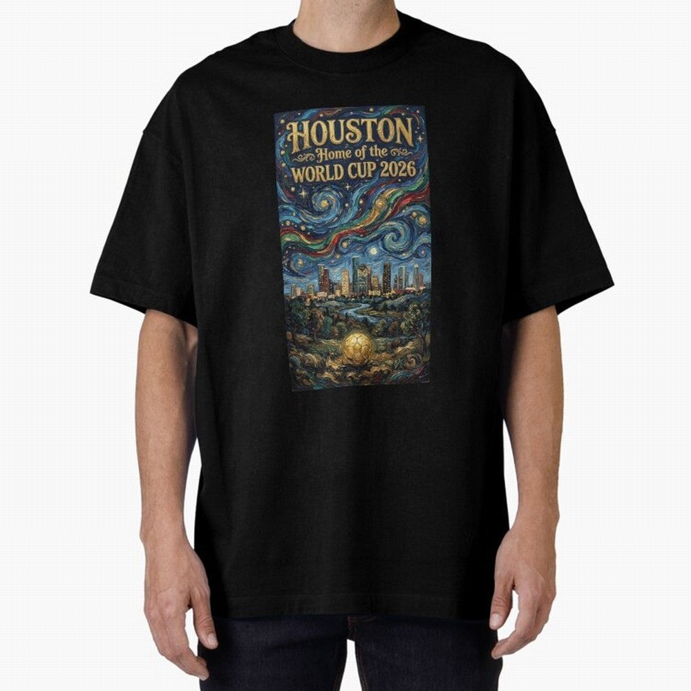 Houston Starry Night Skyline World Cup 2026 Soccer Poster ¡ª Van Gogh Fine Art Print Classic T-Shirt Relive Legendary Nights from FIFA World Cup 2026 for Fans of Mbappe and England and Germany, Bringing Soccer Culture, Superstar Moments, National