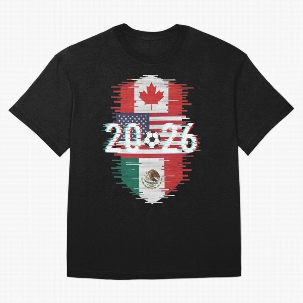 Glitched United 2026 - North America Emblem Classic T-Shirt Celebrate Every Goal in FIFA World Cup 2026 USA Canada Mexico Spirit, Filled with Spain, Messi, Neymar and Mbappe, Tournament Hype, Historic Matchups, Family Viewing Parties and Global