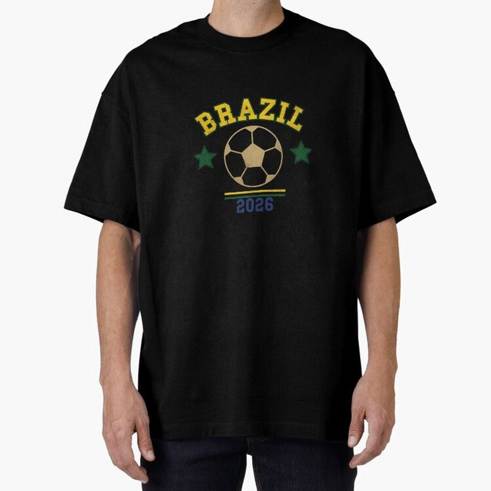Brazil 2026 ¡ª Vintage Soccer Tee Classic T-Shirt Carry the Colors and Pride of FIFA World Cup 2026 USA Canada Mexico for Fans of CR7 and England, France and Netherlands, Bringing Match Day Excitement, Supporter Culture, Golden Goals and Global