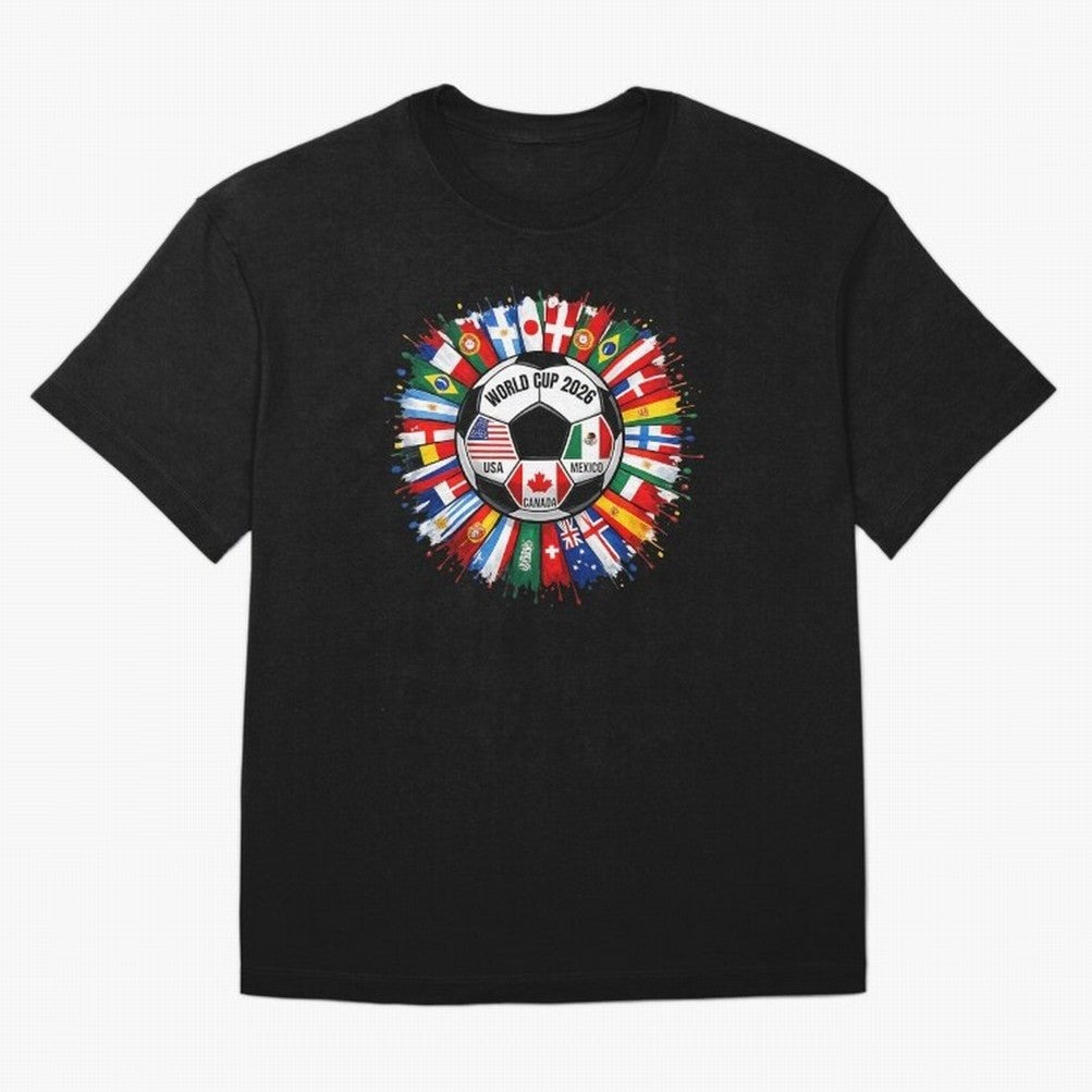 World Cup 2026 Shirt Soccer Tournament Fan Design International Flags Football Graphic Tee Sports Lover Gift Classic T-Shirt Elevate the FIFA World Cup 2026 Group Stage Journey through Messi and Cristiano Ronaldo Highlights, Spain Pride, Vintage