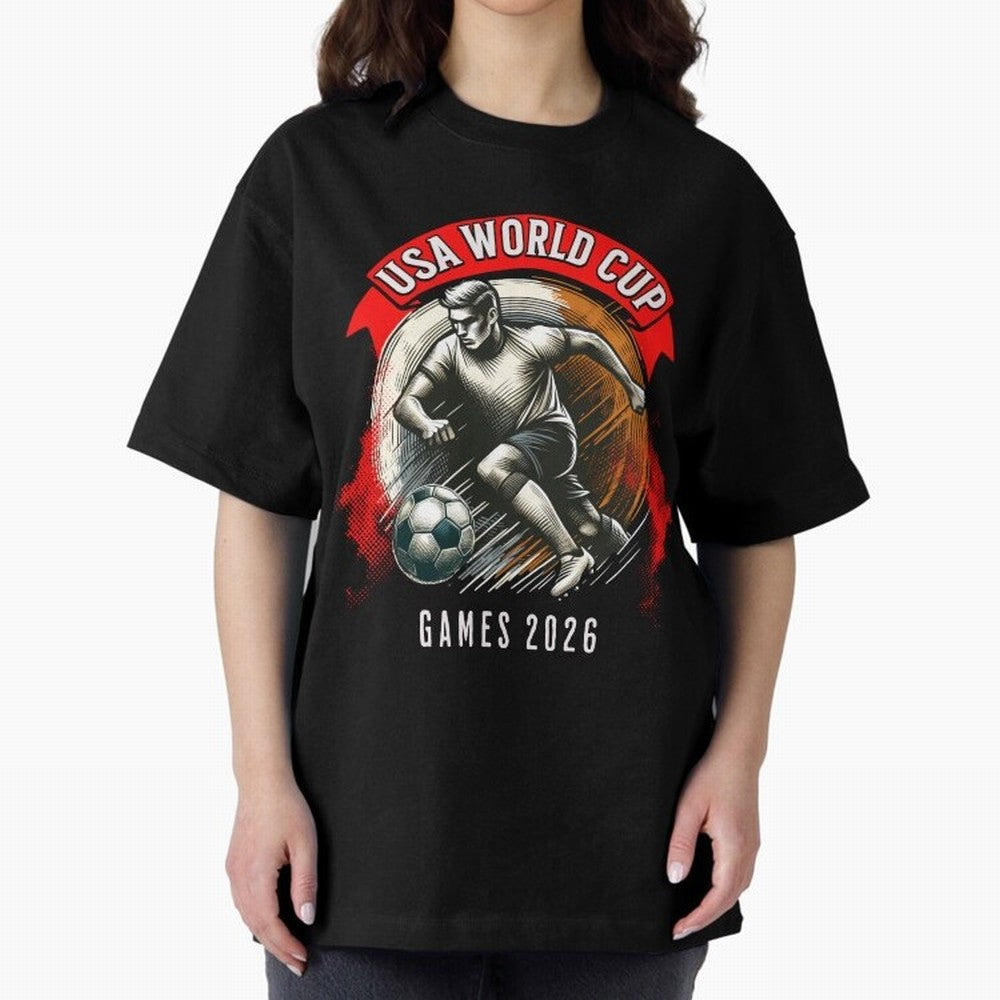 USA World Cup Classic T-Shirt Represent Football Lovers during Global Football Passion for FIFA World Cup 2026, Featuring Neymar, Haaland and Cristiano Ronaldo, England and Germany, Championship Spirit, Famous Goals, Roaring Crowds and