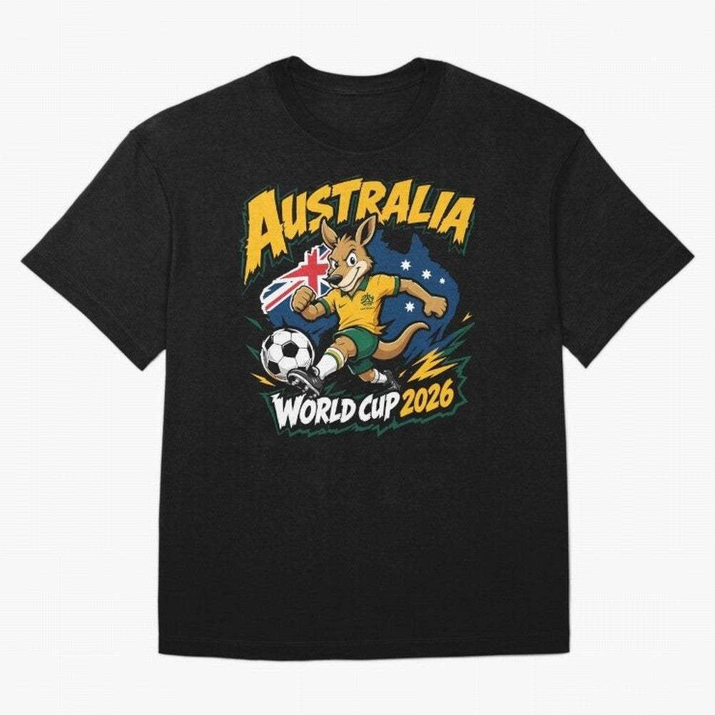 Australia World Cup 2026 Soccer Kangaroo Fan Design Classic T-Shirt Relive Match Day Hype around FIFA World Cup 2026 USA Canada Mexico, Neymar, England, France and Netherlands, Champion Mindset, Group Stage Buzz, Knockout Tension and Passionate Fan