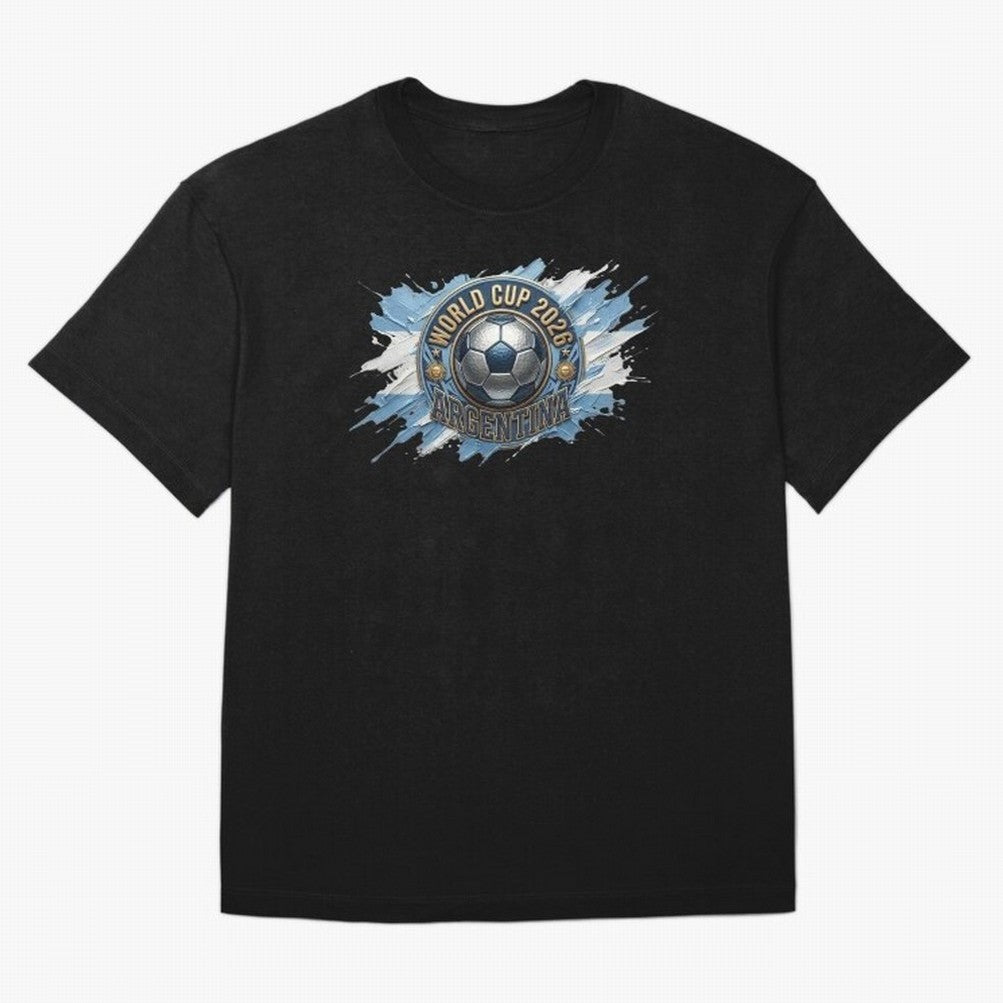 World Cup 2026 Argentina Soccer Ball Paint Splash Classic T-Shirt Share Match Day Hype around FIFA World Cup 2026 USA Canada Mexico, Messi, Neymar and Mbappe, Argentina and Brazil, Sports Nostalgia, International Competition, Famous Players and