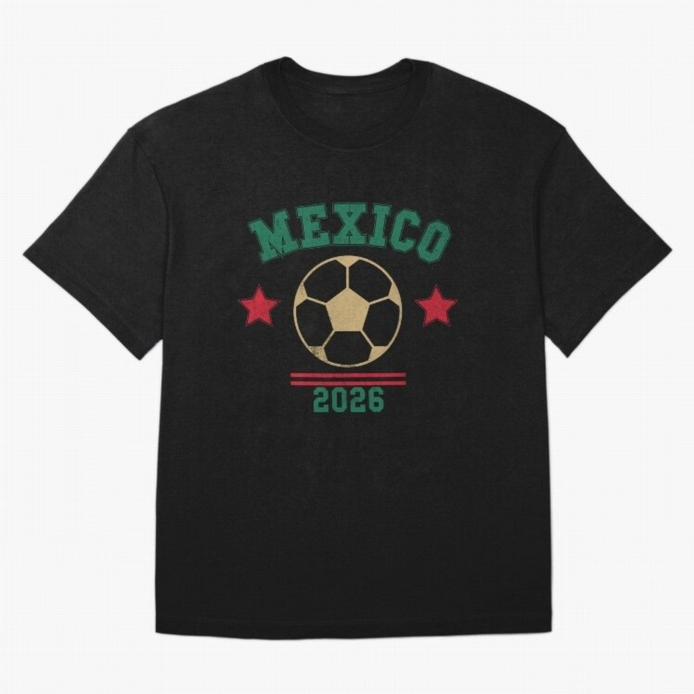 Mexico Soccer Fan 2026 Jersey Style Design Classic T-Shirt Cheer for Global Football Passion for FIFA World Cup 2026, Connected to Mbappe and Neymar, Brazil, Portugal and Argentina, Vintage Soccer Flavor, Modern Football Stars, National Flags and