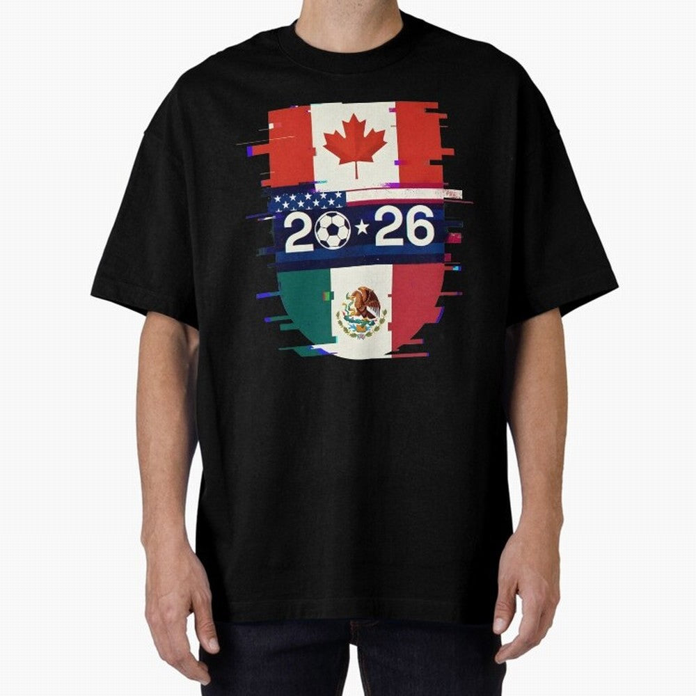 Glitched United 2026 - North America Emblem Cup Classic T-Shirt Bring a Champion Mindset to FIFA World Cup 2026 USA Canada Mexico Spirit, Inspired by Netherlands, Mbappe, Stadium Chants, National Pride, Trophy Dreams and Unforgettable Football