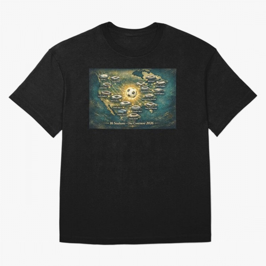 2026 Stadiums Across North America World Cup Classic T-Shirt Bring FIFA World Cup 2026 USA Canada Mexico Spirit, Inspired by Spain, Messi, Global Supporter Spirit, Legendary Goals, National Colors and Tournament Celebration; Perfect for Supporters