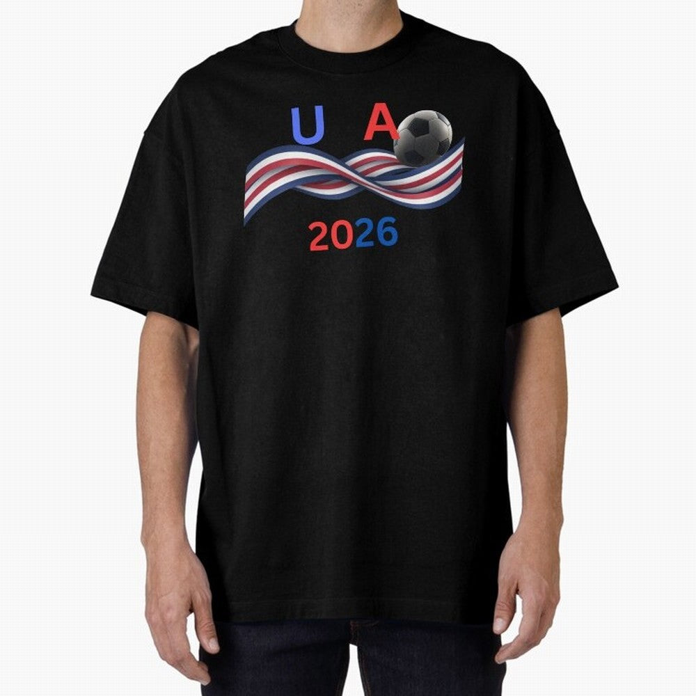 USA 2026 Soccer Ball With Waving Flag - United States Football Team Support? Classic T-Shirt Capture FIFA World Cup 2026 Group Stage for Fans of Haaland and Spain and Netherlands, Bringing Vintage Soccer Flavor, Modern Football Stars, National