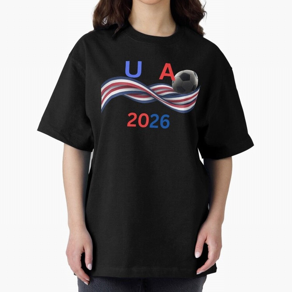 USA 2026 Soccer Ball With Waving Flag - United States Football Team Support? Classic T-Shirt Capture FIFA World Cup 2026 Group Stage for Fans of Haaland and Spain and Netherlands, Bringing Vintage Soccer Flavor, Modern Football Stars, National