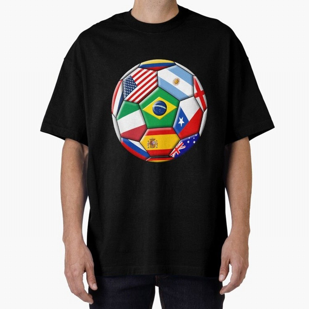 Soccer with various flags Classic T-Shirt Make the Season About FIFA World Cup 2026 USA Canada Mexico for Fans of Messi and Brazil, Bringing Championship Spirit, Famous Goals, Roaring Crowds and International Football Unity; Ideal for Football
