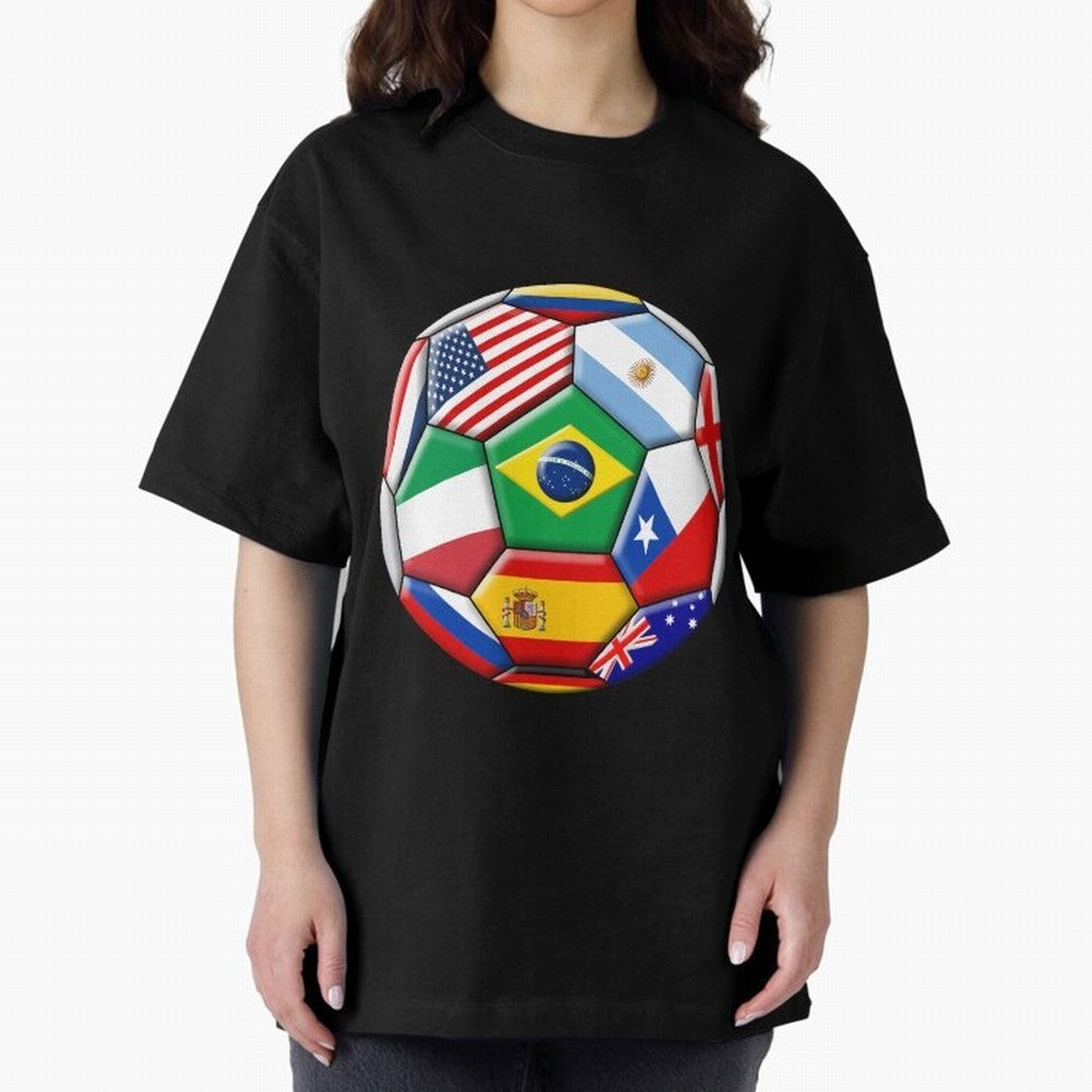 Soccer with various flags Classic T-Shirt Make the Season About FIFA World Cup 2026 USA Canada Mexico for Fans of Messi and Brazil, Bringing Championship Spirit, Famous Goals, Roaring Crowds and International Football Unity; Ideal for Football