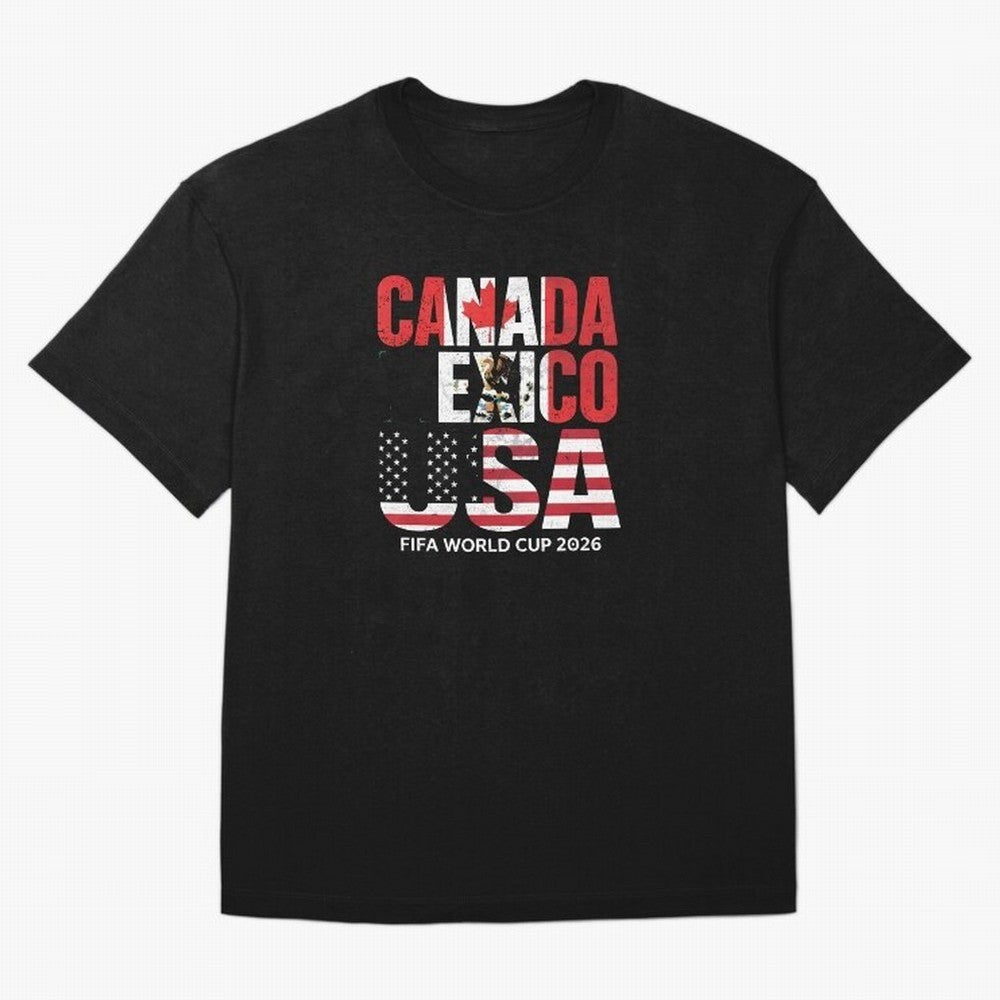 United 2026 World Cup - Canada, Mexico, USA Flags T-Shirt_83138002 Classic T-Shirt Join the Global Buzz around the FIFA World Cup 2026 Group Stage Journey through CR7 Highlights, Spain Pride, Stadium Chants, National Pride, Trophy Dreams and