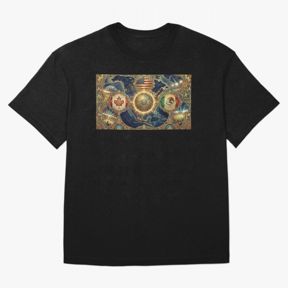 World Cup 2026 Hosts Illustrated Classic T-Shirt Elevate FIFA World Cup 2026 USA Canada Mexico with Mbappe and Neymar, Portugal, Spain and Germany Energy, Game Day Rituals, Football Legends, Country Pride and the Road to the Final; Created for