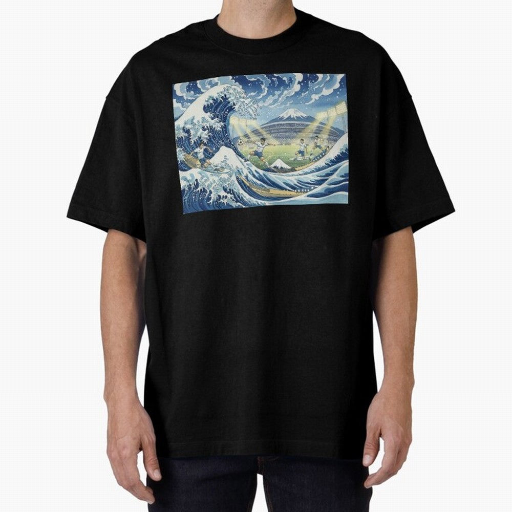Soccer Players in Hokusai Waves Japan Classic T-Shirt Celebrate Football Heritage in Global Football Passion for FIFA World Cup 2026 USA Canada Mexico, Inspired by Neymar, England and Germany, Classic Soccer Heritage, Championship Pressure, Fan