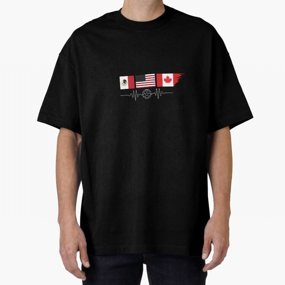 North America Soccer Heartbeat Flags 2026 Cup T-Shirt_82794888 Classic T-Shirt Turn Up for FIFA World Cup 2026 USA Canada Mexico Spirit, Built around France, Haaland, Champion Mindset, Group Stage Buzz, Knockout Tension and Passionate Fan Culture;