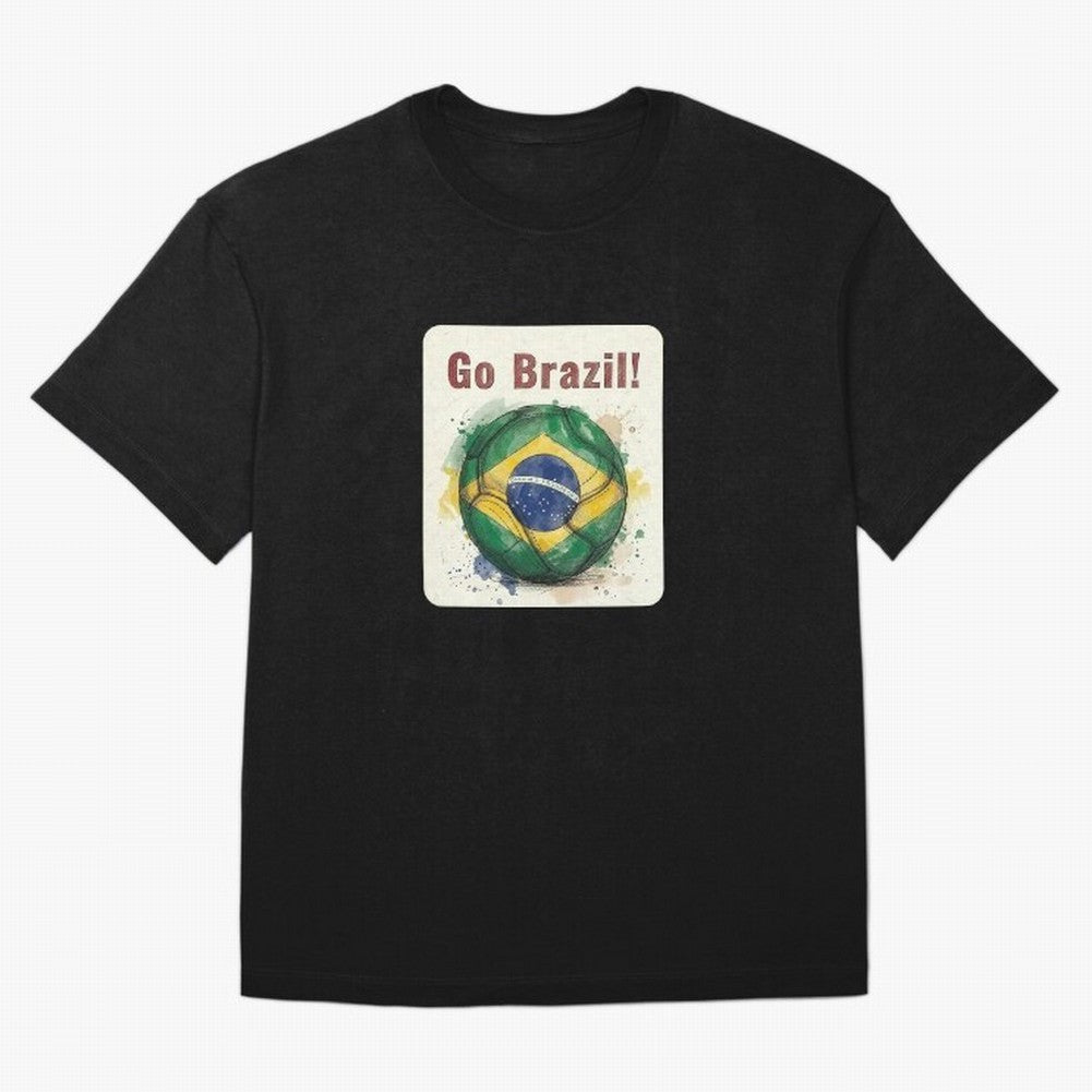 Go Brazil Soccer Ball Flag | Brazilian Football Fan Graphic Tee Classic T-Shirt Enjoy FIFA World Cup 2026 Group Stage Driven by Mbappe and Neymar, Netherlands Energy, Global Supporter Spirit, Legendary Goals, National Colors and Tournament