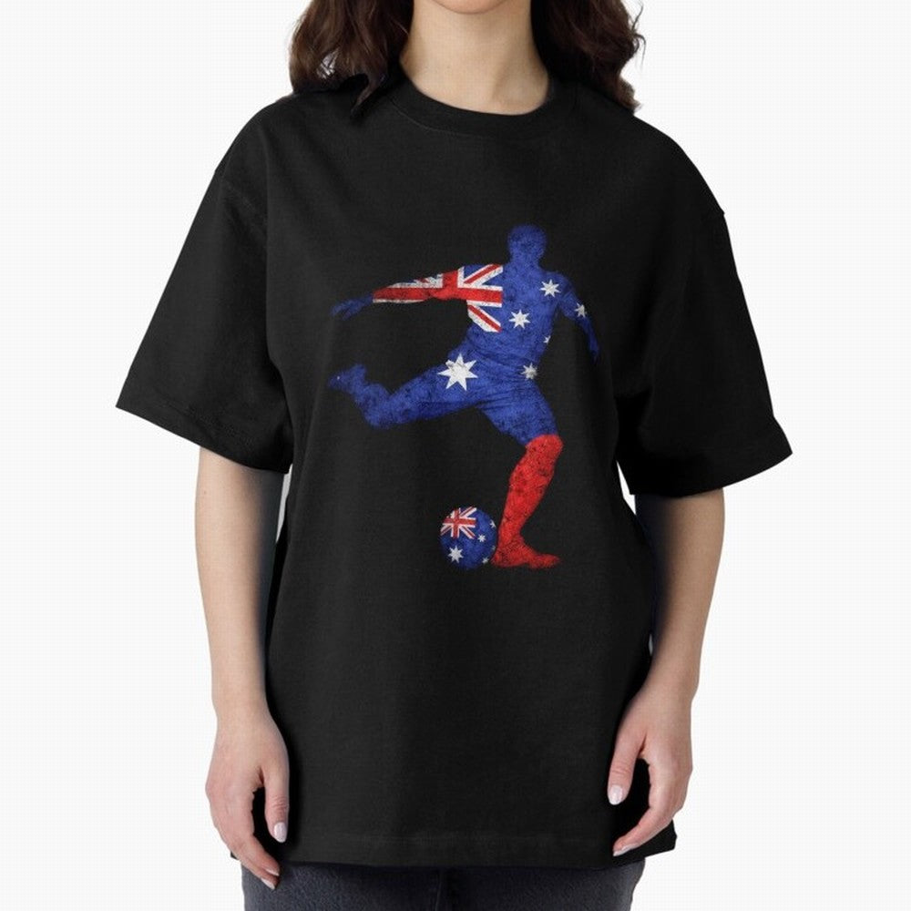 Australian Flag Silhouette Soccer World Cup Football Classic T-Shirt Make Every Match About FIFA World Cup 2026 USA Canada Mexico Highlighting Mbappe and Neymar, Spain and Netherlands Energy, Tournament Hype, Historic Matchups, Family Viewing