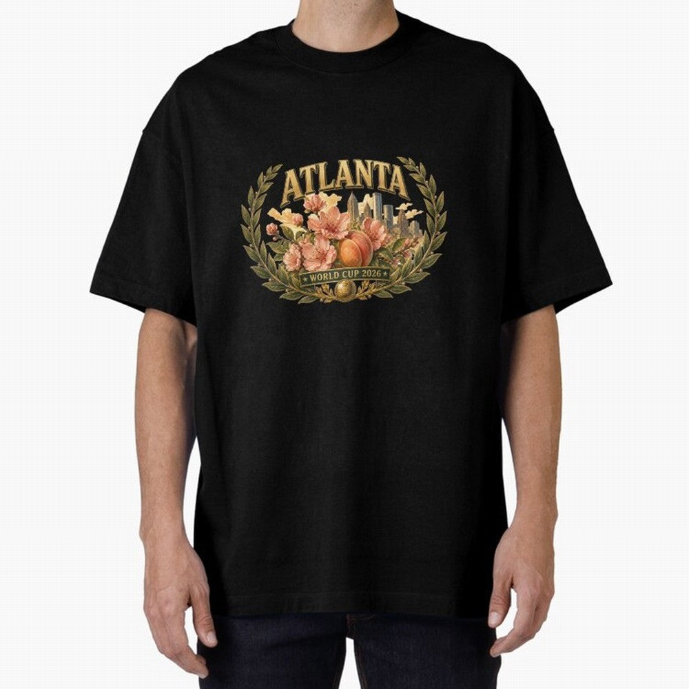 Elegant and Floral Atlanta 2026 World Cup Host City ¡ª Georgia Peach Laurel Wreath Classic T-Shirt Honor Champions and Dreams in Global Football Passion for FIFA World Cup 2026 USA Canada Mexico, Centered on Haaland, Spain and Netherlands, Match