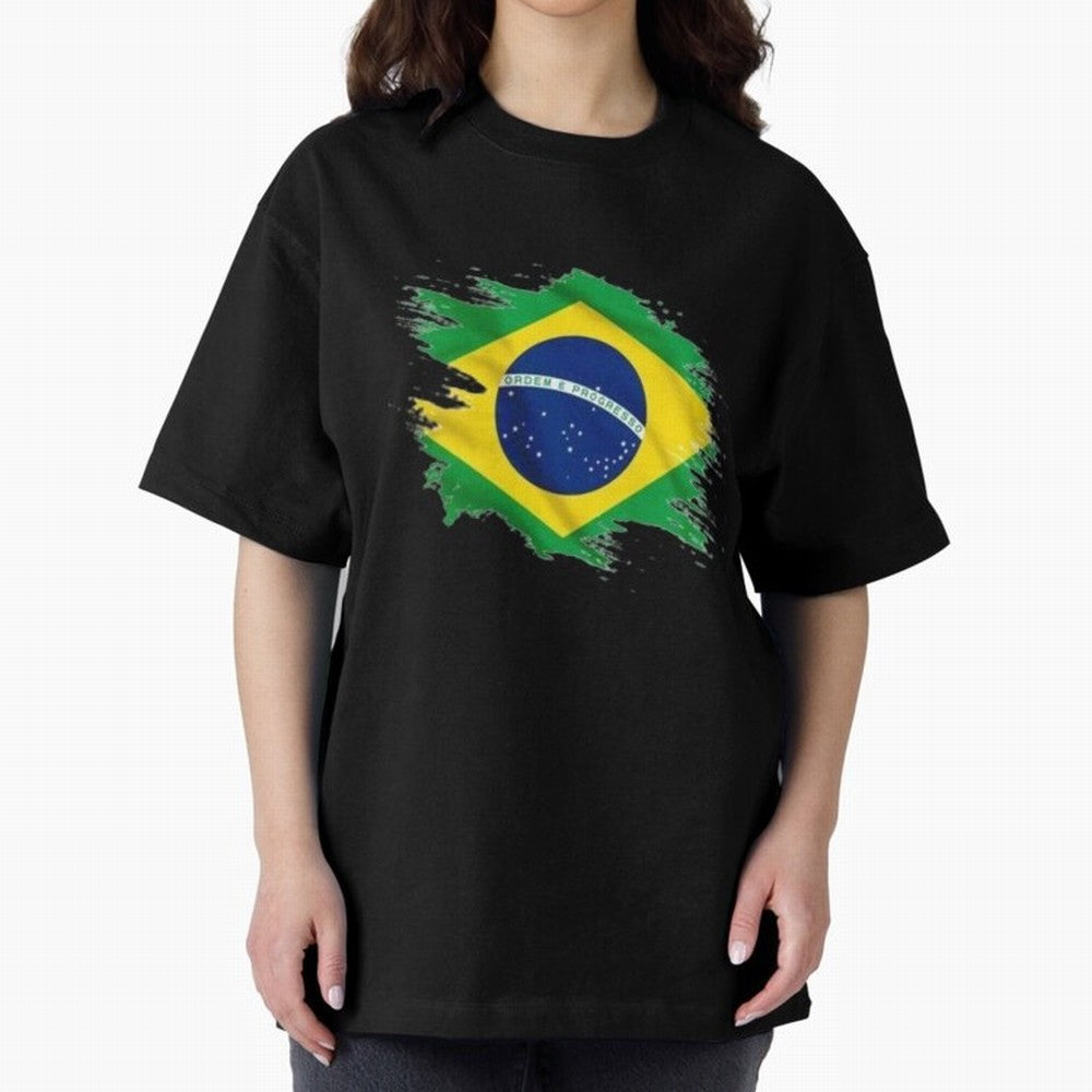 Brazil Flag Artistic Brush Stroke - Modern Flag Design T-Shirt Classic T-Shirt Bring a Vintage Feel to FIFA World Cup 2026 Spirit, Capturing England, France and Netherlands, Mbappe, Vintage Soccer Flavor, Modern Football Stars, National Flags and