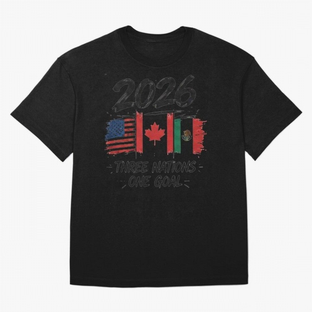 2026 Three Nations One Goal Football Tee Classic T-Shirt Mark Match Day Hype around FIFA World Cup 2026, Haaland, Portugal, Classic Soccer Heritage, Championship Pressure, Fan Loyalty and International Pride; Ideal for Passionate Fans Who Love