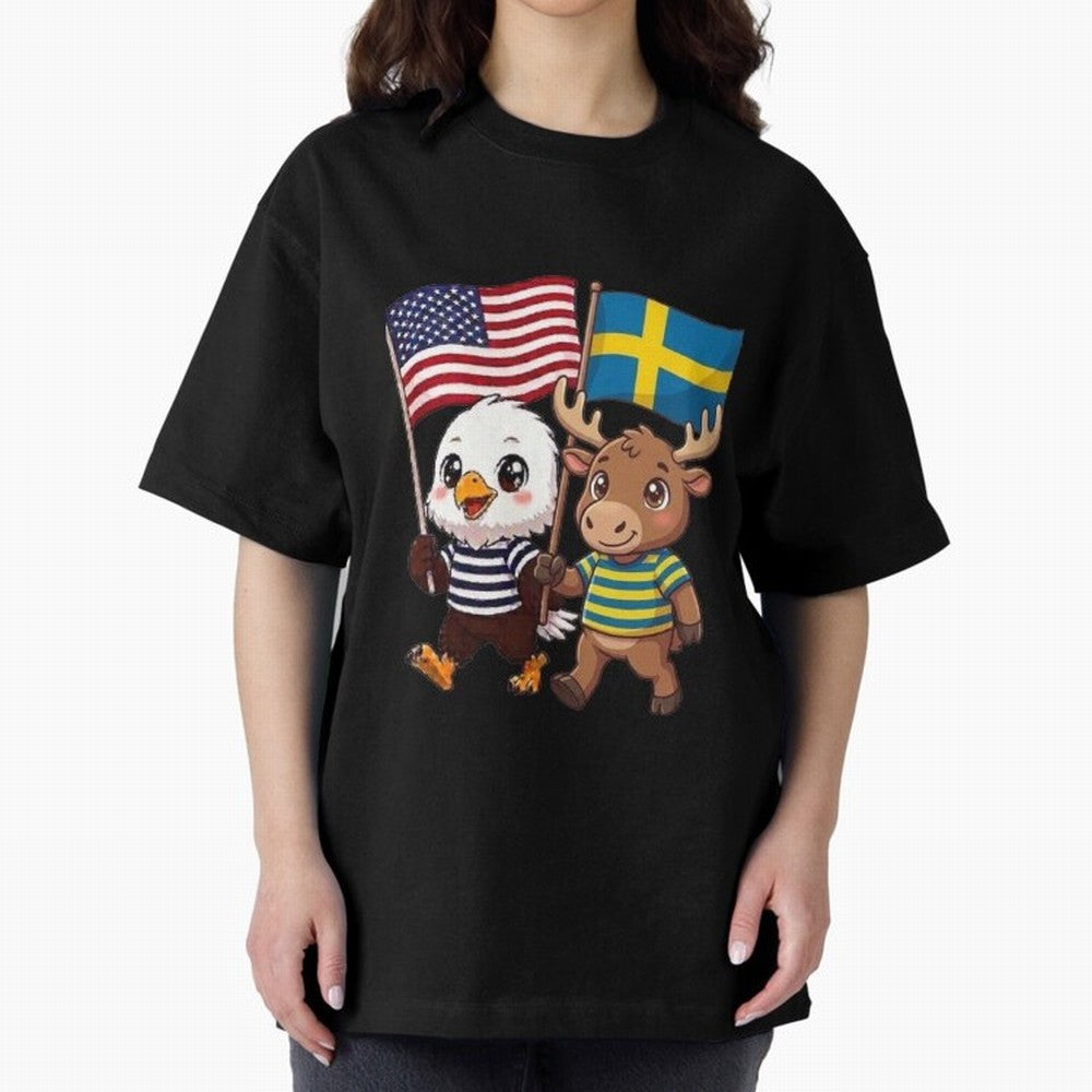 The American eagle and its friend, the Swedish elk Classic T-Shirt Show Your Stadium Side during Match Day Hype around FIFA World Cup 2026, Mbappe, Brazil, Portugal and Argentina, Football Passion, Legendary Performances, Festival Vibes and