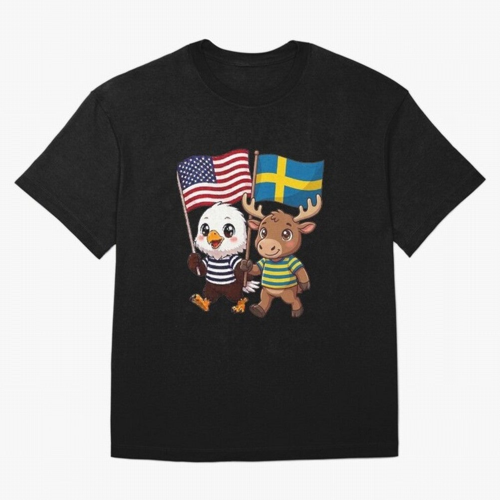 The American eagle and its friend, the Swedish elk Classic T-Shirt Show Your Stadium Side during Match Day Hype around FIFA World Cup 2026, Mbappe, Brazil, Portugal and Argentina, Football Passion, Legendary Performances, Festival Vibes and