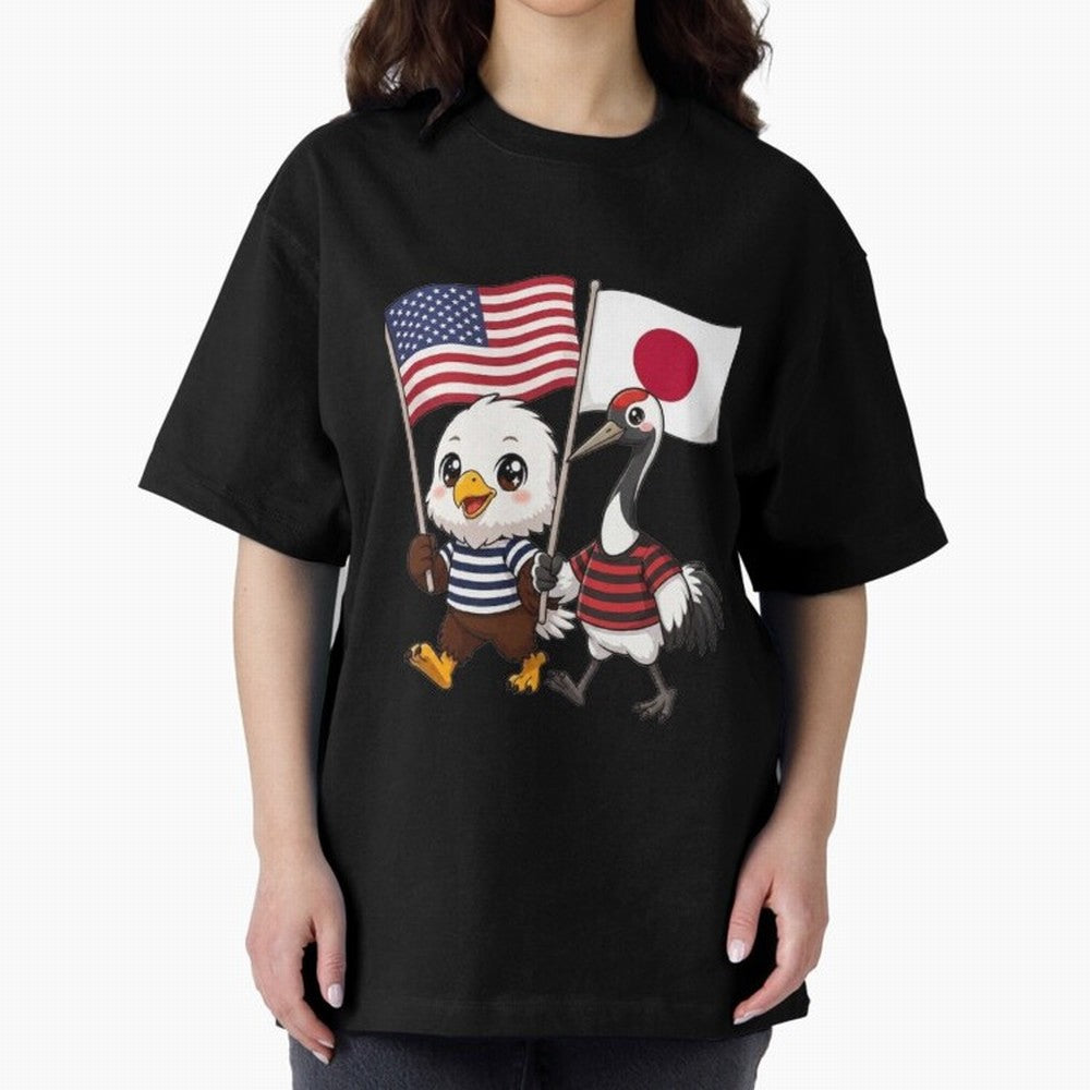 The American eagle and its friend, the Japanese crane Classic T-Shirt Represent Match Day Hype around FIFA World Cup 2026, Messi, Neymar and Mbappe, France and Portugal, Stadium Memories, Football Loyalty, International Chants and Championship