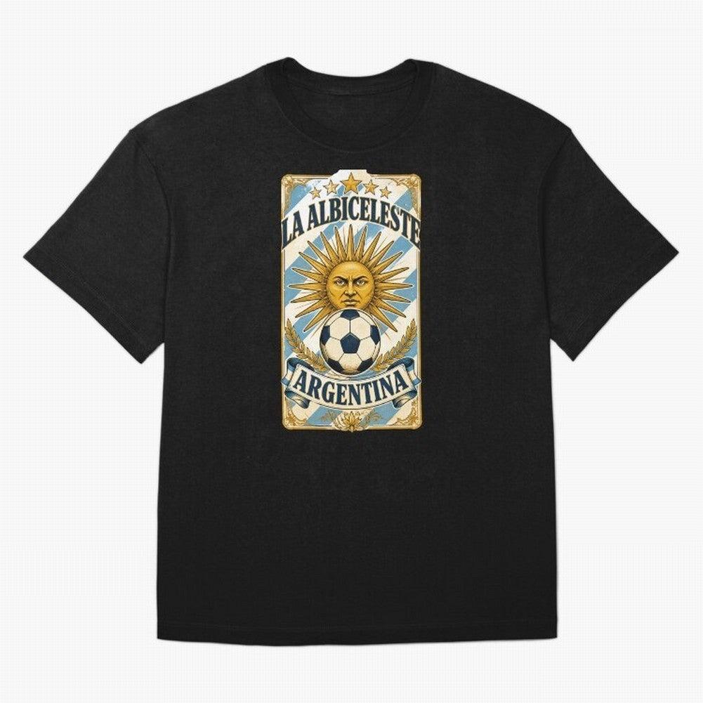 Argentina Soccer Sun - La Albiceleste Vintage Champions Football Fan T-Shirt Classic T-Shirt Bring a Vintage Feel to FIFA World Cup 2026 for Fans of Neymar, Haaland and Cristiano Ronaldo and Portugal, Spain and Germany, Bringing Stadium Chants,