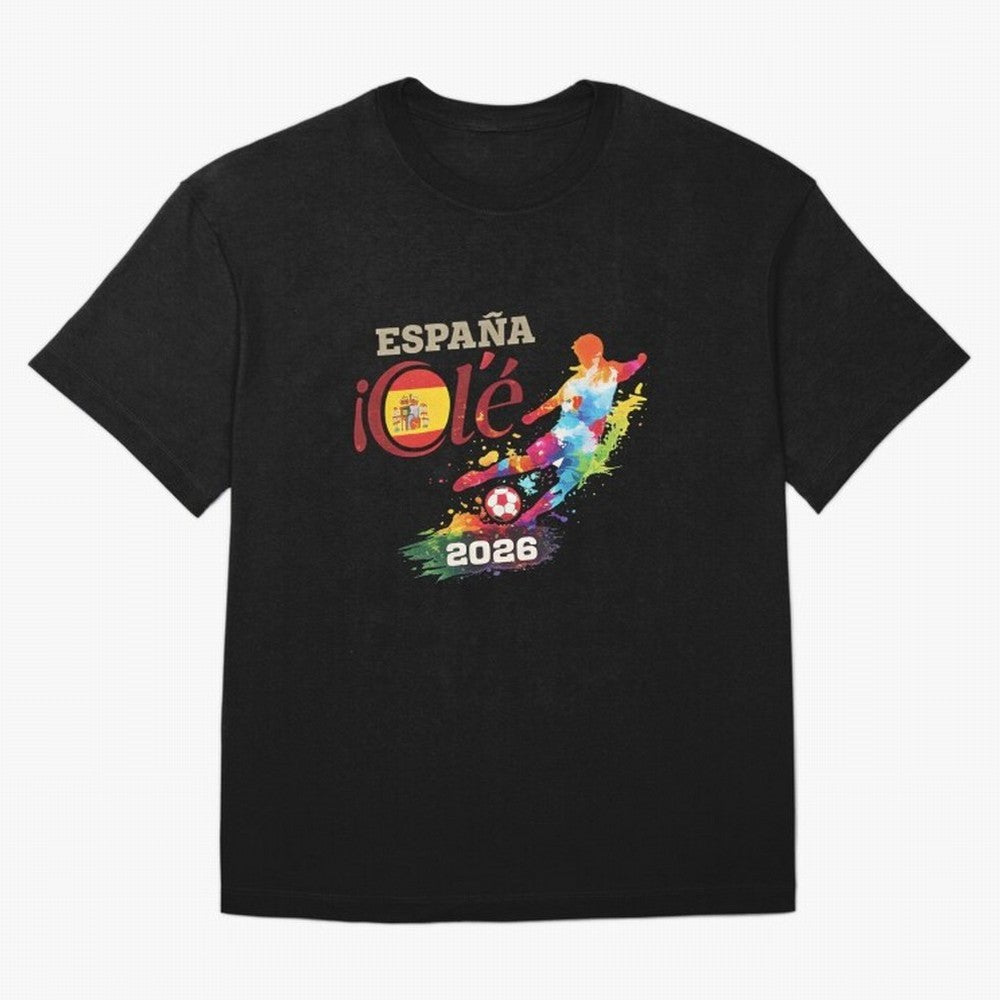 Spain Ol¨¦ 2026 Colorful Watercolor Football Graphic Classic T-Shirt Turn Every Weekend Toward Match Day Hype around FIFA World Cup 2026, CR7, England and Germany, Championship Spirit, Famous Goals, Roaring Crowds and International Football Unity;