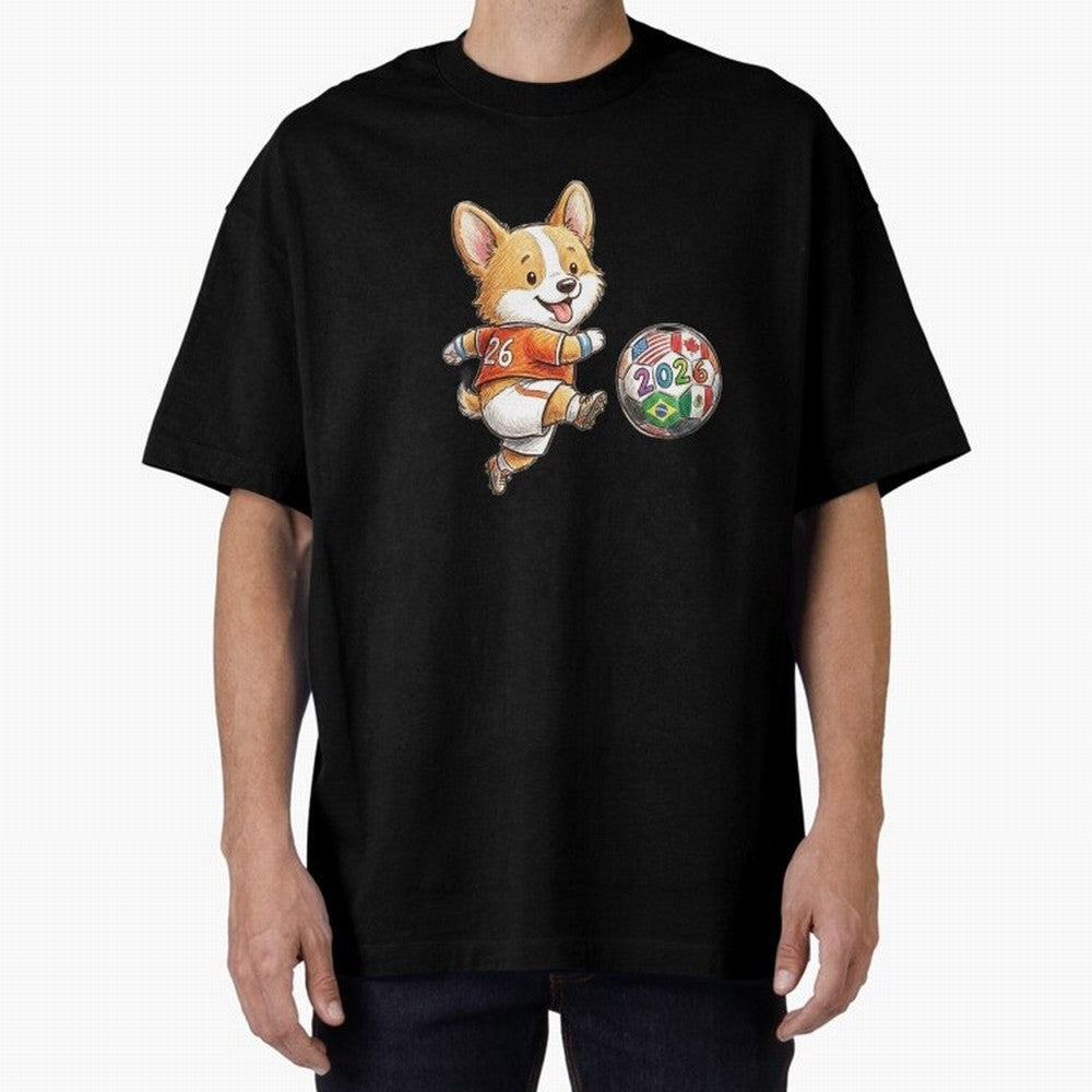 Cute Corgi Soccer Striker - 2026 World Cup Orange Jersey Classic T-Shirt Celebrate the FIFA World Cup 2026 Journey through Cristiano Ronaldo, Haaland and CR7 Highlights, Brazil Pride, Retro Football Energy, Iconic Rivalries, Trophy Chase Drama and