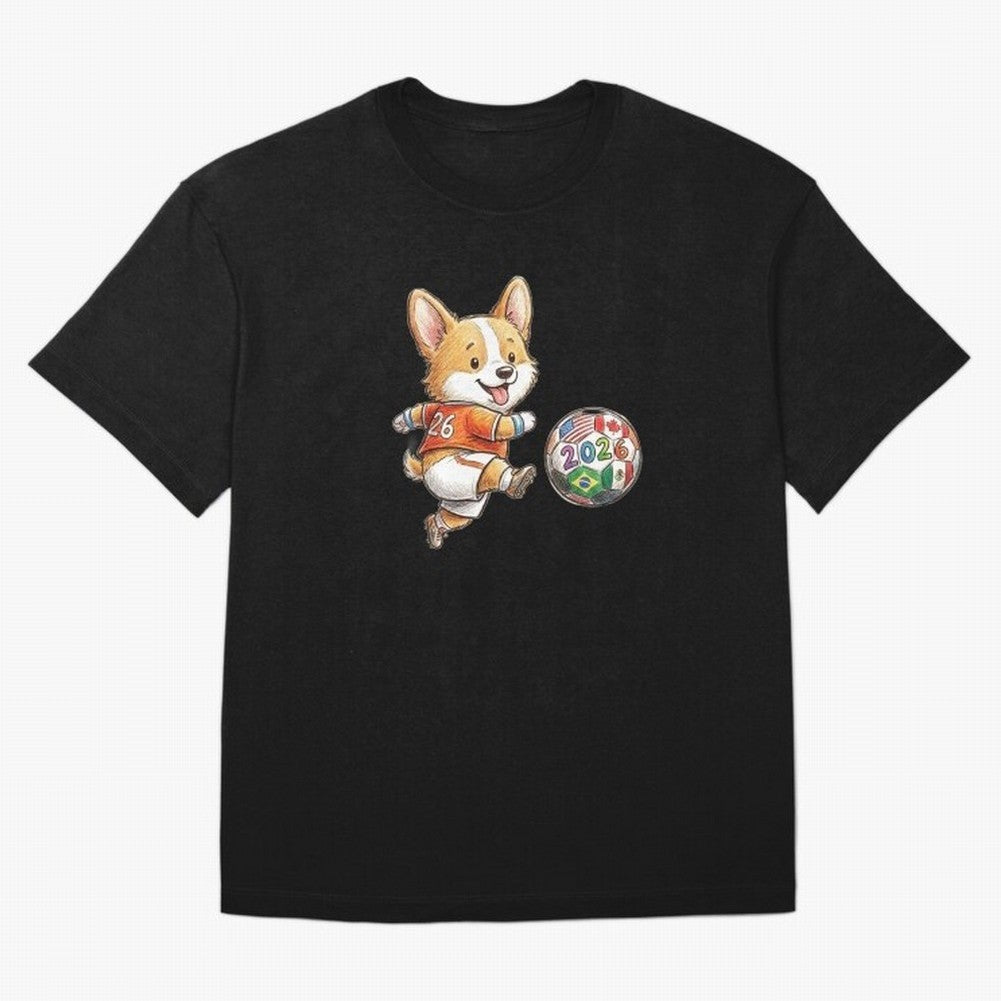 Cute Corgi Soccer Striker - 2026 World Cup Orange Jersey Classic T-Shirt Celebrate the FIFA World Cup 2026 Journey through Cristiano Ronaldo, Haaland and CR7 Highlights, Brazil Pride, Retro Football Energy, Iconic Rivalries, Trophy Chase Drama and