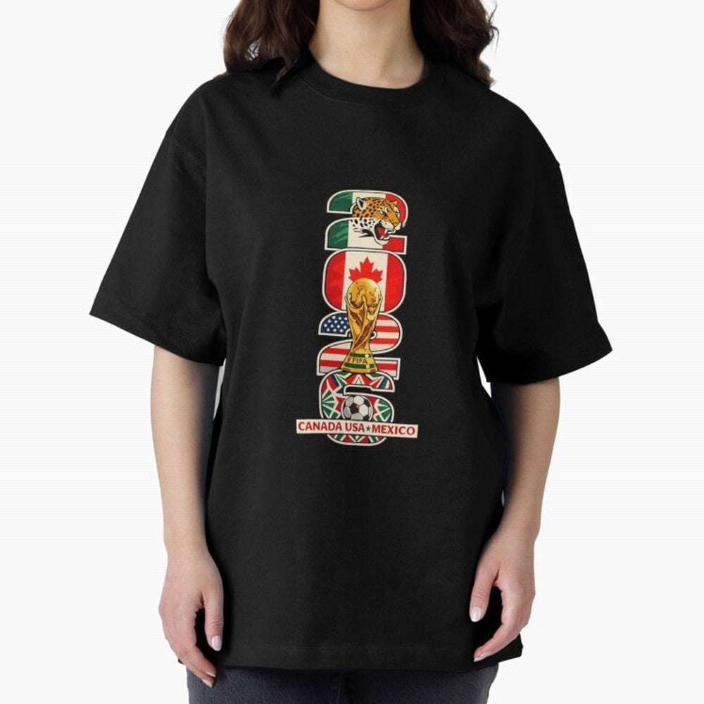 Vertical Host Nations Landmark Art Classic T-Shirt Celebrate the Biggest Stage of FIFA World Cup 2026 USA Canada Mexico for Fans of Cristiano Ronaldo and Argentina, Bringing Game Day Rituals, Football Legends, Country Pride and the Road to the