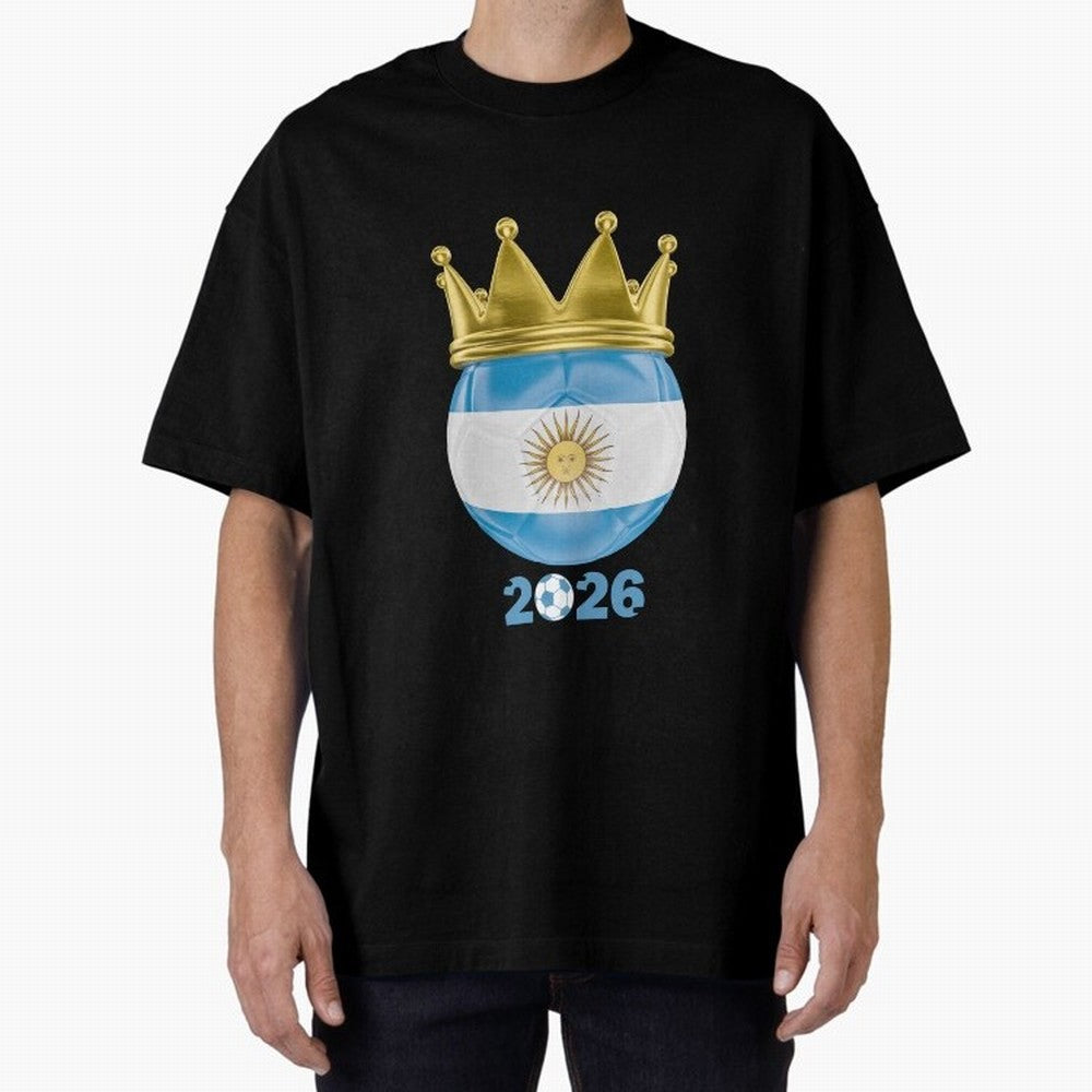 Argentina Football Champion Crown 2026 Classic T-Shirt Show Match Day Excitement for Match Day Hype around FIFA World Cup 2026 Group Stage, Messi, Neymar and Mbappe, Brazil, Portugal and Argentina, Sports Nostalgia, International Competition,