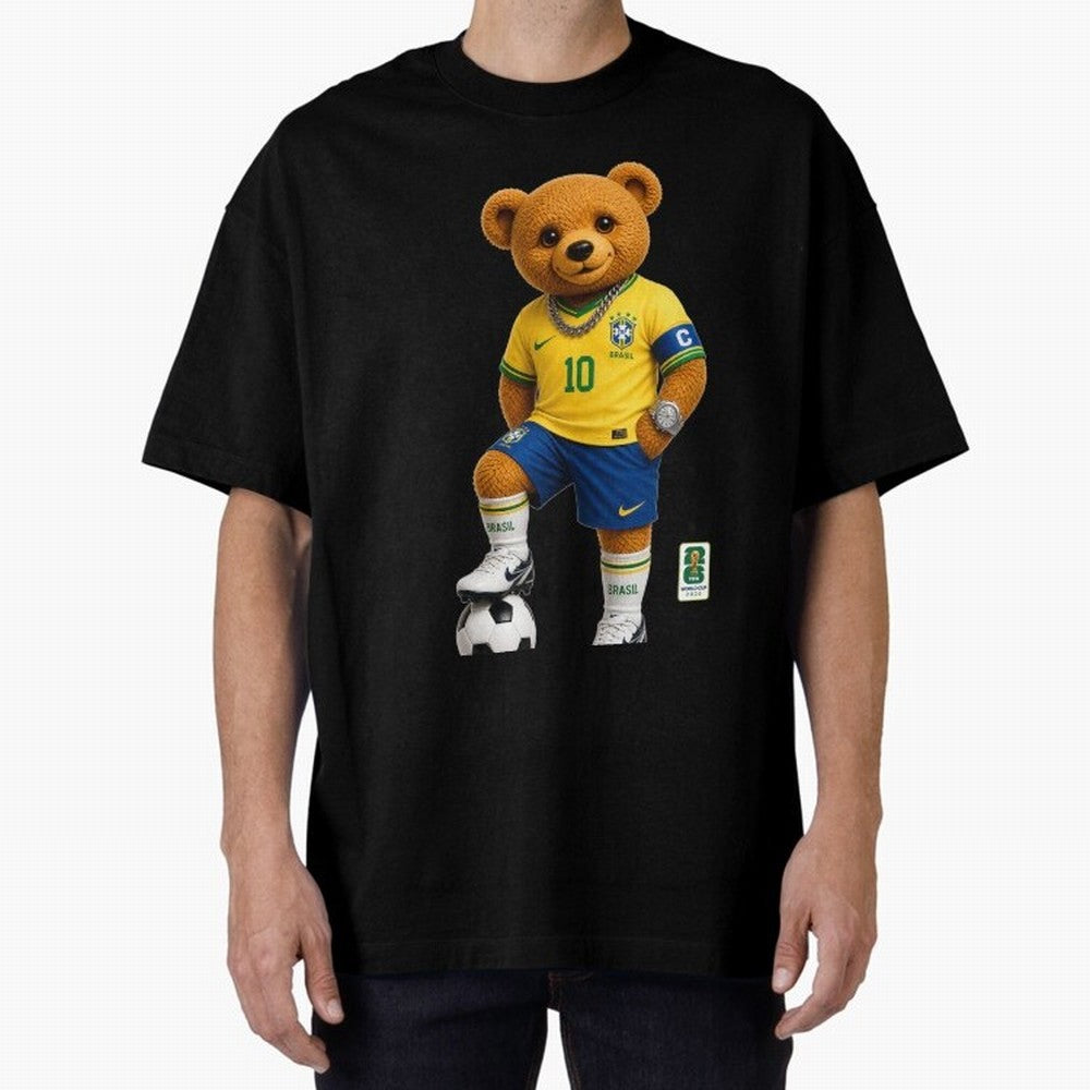 Brazil Soccer Bear World Cup Teddy Bear Classic T-Shirt Spotlight the FIFA World Cup 2026 USA Canada Mexico Journey through Haaland Highlights, Spain Pride, Global Supporter Spirit, Legendary Goals, National Colors and Tournament Celebration;
