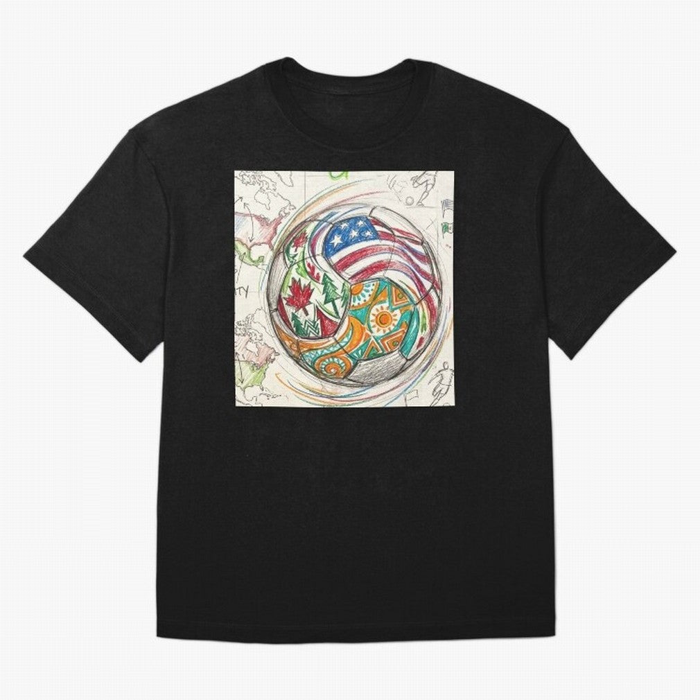 FIFA 2026 World Cup Unity Ball - Hand-Drawn Host Nations Art Classic T-Shirt Live the Energy of FIFA World Cup 2026 for Fans of Messi, CR7 and Mbappe and Portugal, Spain and Germany, Bringing Soccer Culture, Superstar Moments, National Team Dreams