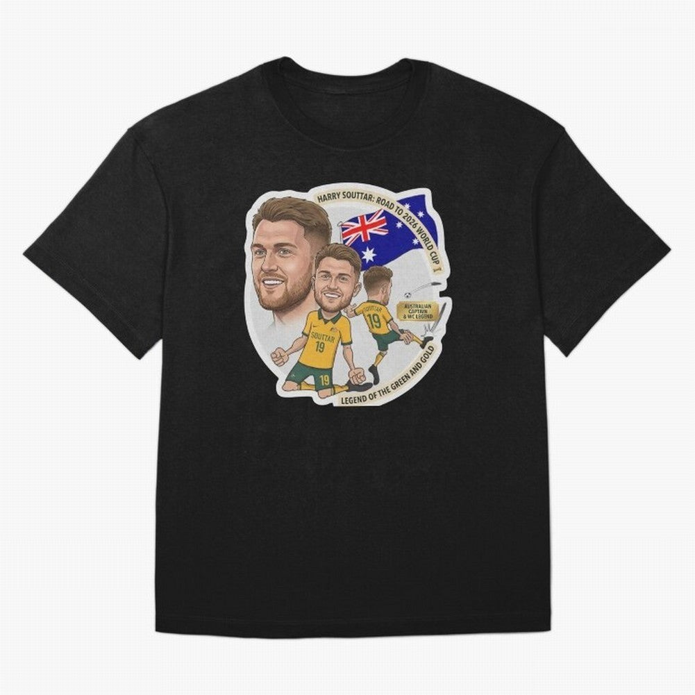 Harry Souttar Australia Football Legend Cartoon Illustration Classic T-Shirt Celebrate the Magic of Match Day Hype around FIFA World Cup 2026, Haaland and Mbappe, Netherlands, Retro Football Energy, Iconic Rivalries, Trophy Chase Drama and Stadium