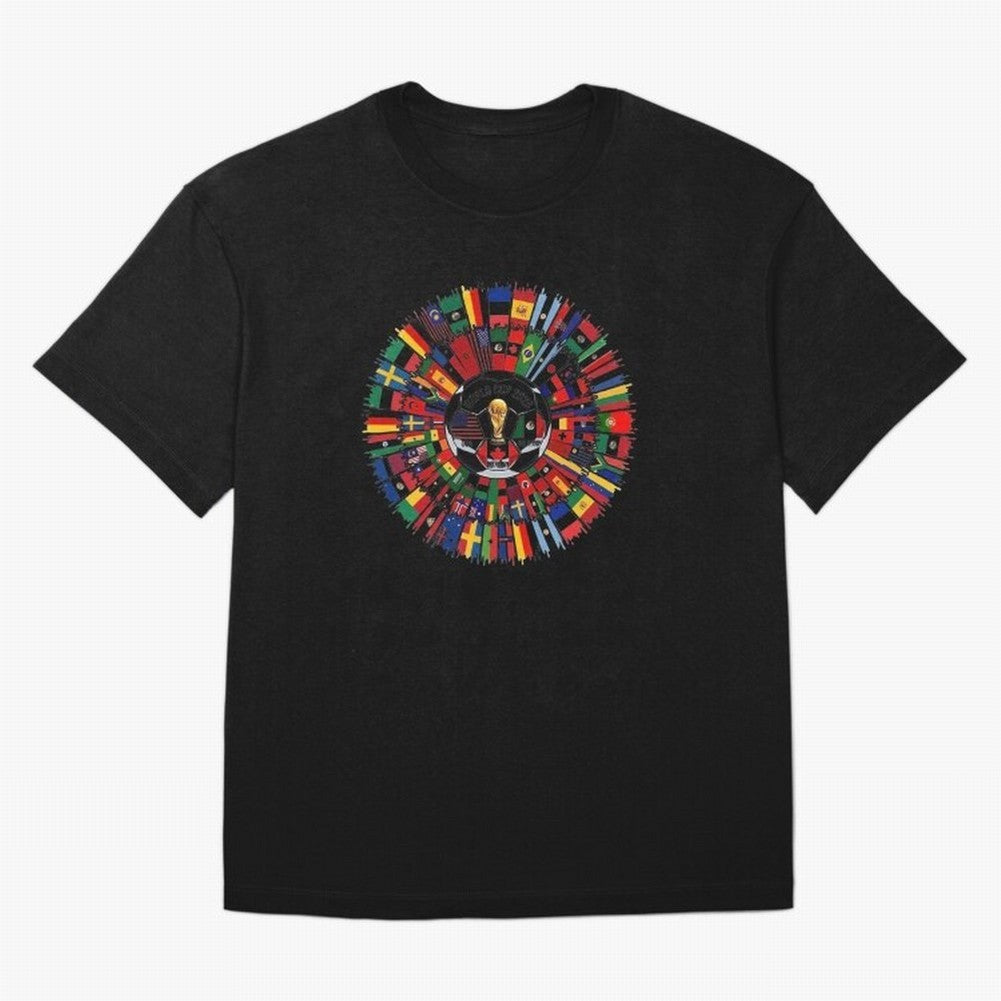 Vibrant 2026 World Cup International Flag Splash Classic T-Shirt Celebrate National Team Dreams in Global Football Passion for FIFA World Cup 2026 Group Stage, Made for Messi, Neymar and Mbappe, Brazil, Portugal and Argentina, Retro Football