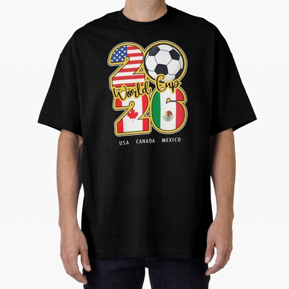 Usa Canada Mexico Soccer 2026 Oversized T-Shirt Represent the Passion of the FIFA World Cup 2026 USA Canada Mexico Journey through Messi, CR7 and Mbappe Highlights, Portugal Pride, Retro Football Energy, Iconic Rivalries, Trophy Chase Drama and