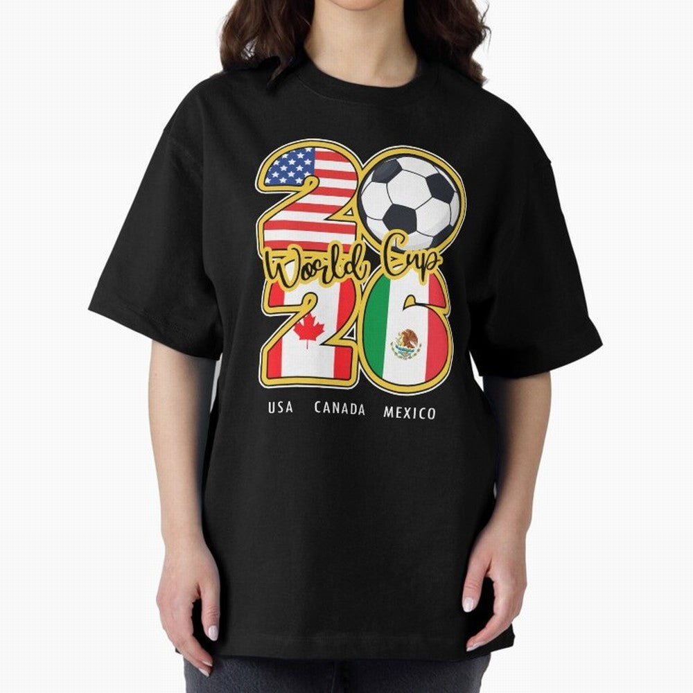 Usa Canada Mexico Soccer 2026 Oversized T-Shirt Represent the Passion of the FIFA World Cup 2026 USA Canada Mexico Journey through Messi, CR7 and Mbappe Highlights, Portugal Pride, Retro Football Energy, Iconic Rivalries, Trophy Chase Drama and
